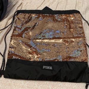 Victoria Secret sequin draw string backpack